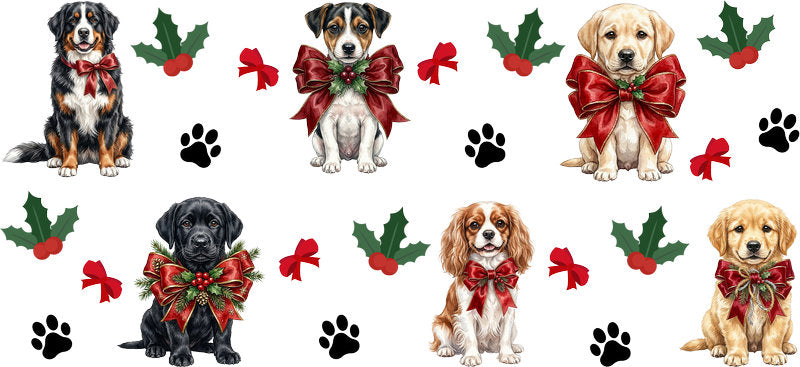dog pattern aesthetic UV DTF cup wrap for 16oz glass can drinkware decal KA-10123