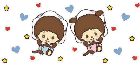 Picnic Kids Cartoon Couple UV DTF Cup Wrap for 16oz Glass Can KA-10142