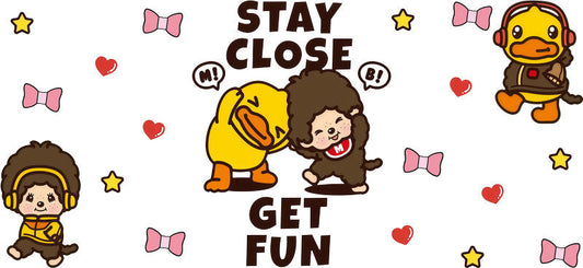 Sweet Kids Cartoon Couple UV DTF Cup Wrap for 16oz Glass Can KA-10160