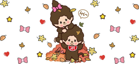 Festival Kids Couple Cartoon UV DTF Cup Wrap for 16oz Glass Can KA-10163