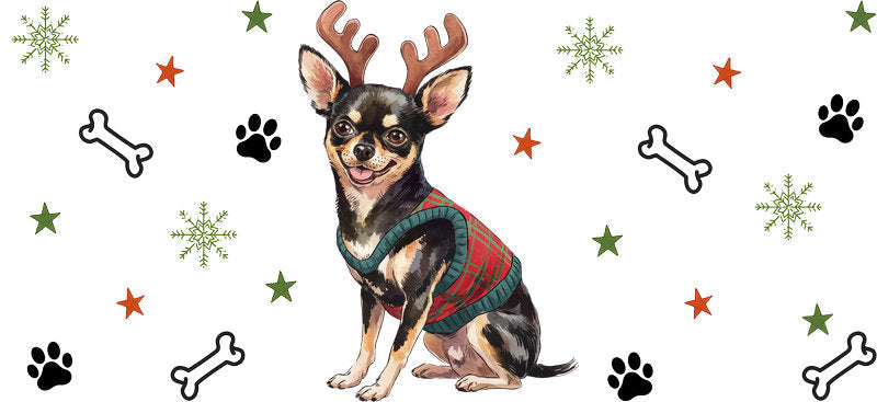 gift dog christmas UV DTF cup wrap aesthetic tumbler glass can decal