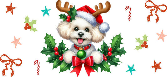 dog duo love christmas UV DTF cup wrap tumbler glass can aesthetic