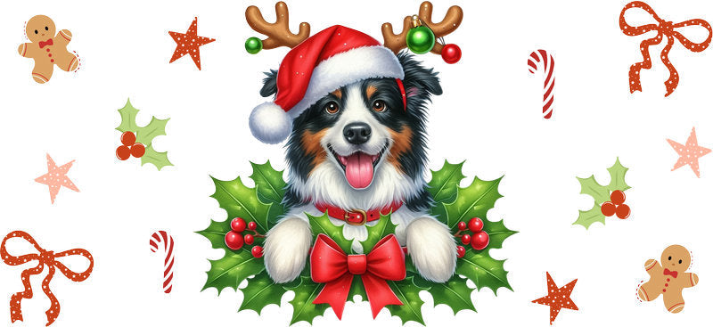 dog group christmas UV DTF cup wrap aesthetic tumbler drinkware design