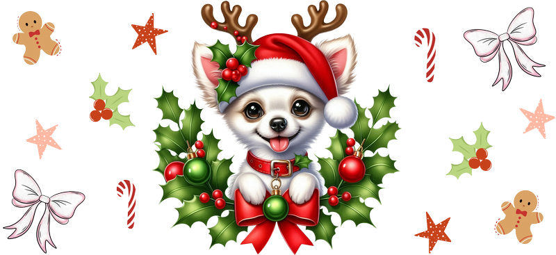 christmas lights dog UV DTF cup wrap tumbler glass can aesthetic
