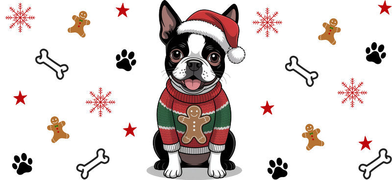 ornament dog christmas UV DTF cup wrap aesthetic tumbler drinkware decal