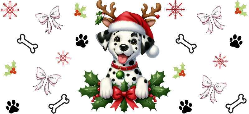 holiday dog UV DTF cup wrap tumbler glass can aesthetic design