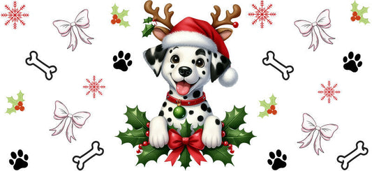 holiday dog UV DTF cup wrap tumbler glass can aesthetic design