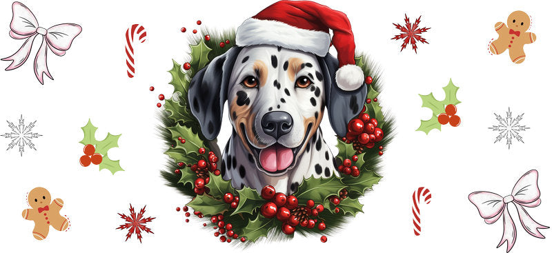 winter puppy christmas UV DTF cup wrap aesthetic tumbler drinkware decal