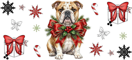 snowflake puppy christmas UV DTF cup wrap aesthetic tumbler drinkware