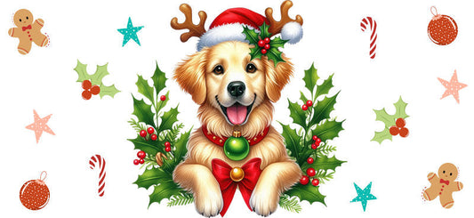 husky snow dog christmas UV DTF cup wrap tumbler glass can aesthetic
