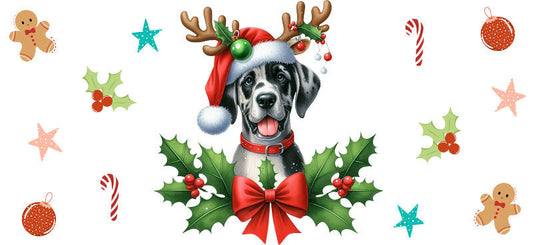 golden retriever christmas UV DTF cup wrap aesthetic tumbler design