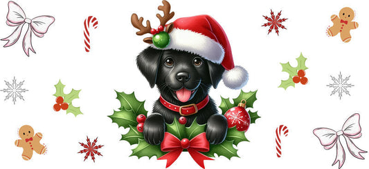 labrador christmas dog UV DTF cup wrap tumbler glass can aesthetic