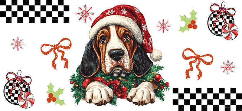 beagle puppy christmas UV DTF cup wrap tumbler glass can aesthetic