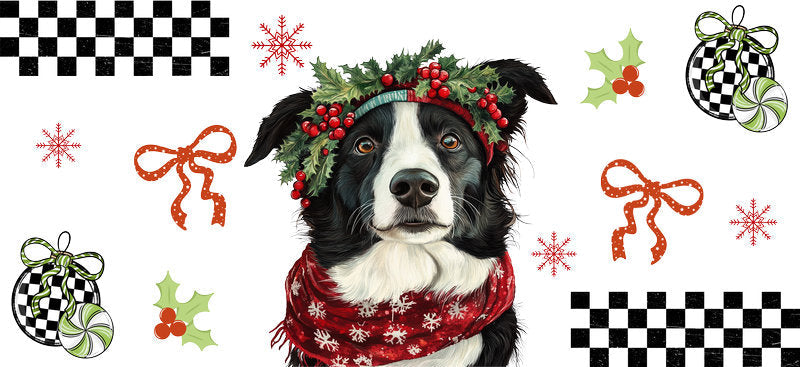 bulldog santa dog UV DTF cup wrap aesthetic tumbler drinkware