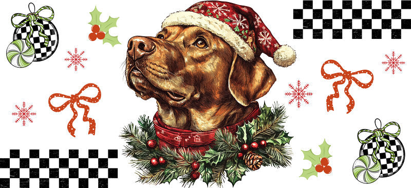 cute dog scene christmas UV DTF cup wrap tumbler glass can aesthetic