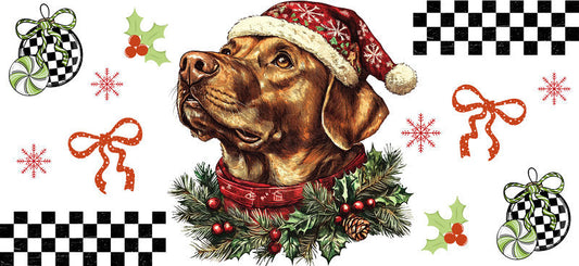 cute dog scene christmas UV DTF cup wrap tumbler glass can aesthetic
