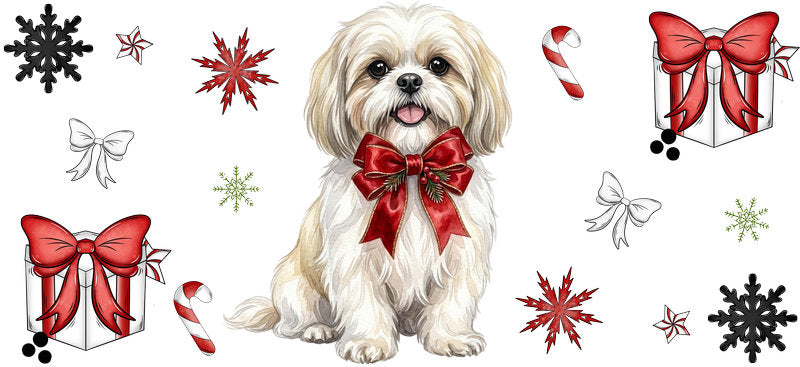 sleeping puppy christmas UV DTF cup wrap aesthetic tumbler design