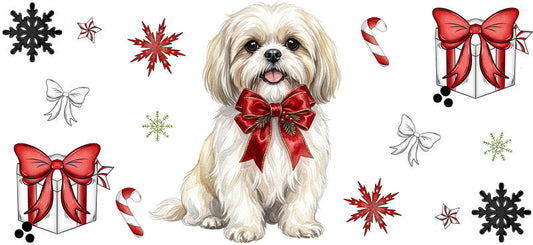 sleeping puppy christmas UV DTF cup wrap aesthetic tumbler design