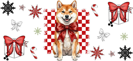 playing dog christmas UV DTF cup wrap tumbler glass can aesthetic