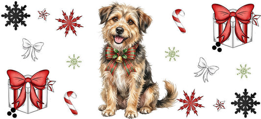 candy cane dog christmas UV DTF cup wrap tumbler glass can aesthetic