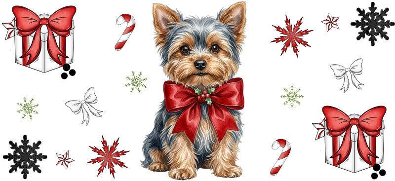 stocking puppy christmas UV DTF cup wrap aesthetic tumbler drinkware