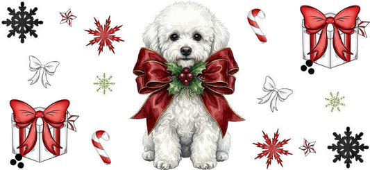 cartoon christmas dog UV DTF cup wrap tumbler glass can aesthetic