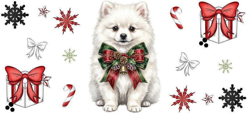 christmas party puppy UV DTF cup wrap aesthetic tumbler drinkware