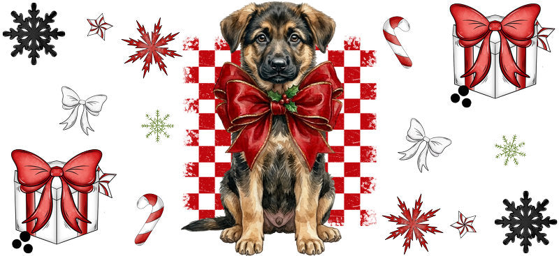 merry christmas puppy UV DTF cup wrap tumbler glass can aesthetic