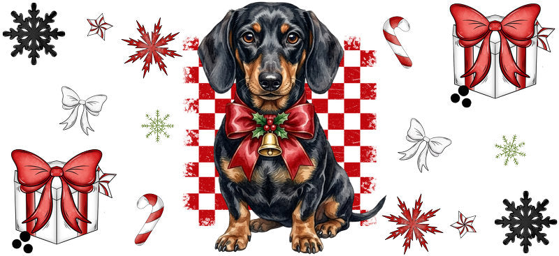 happy christmas dog UV DTF cup wrap aesthetic tumbler drinkware