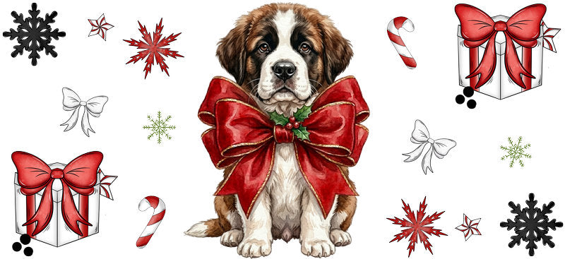 love christmas puppy UV DTF cup wrap aesthetic tumbler drinkware