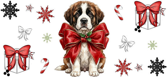 love christmas puppy UV DTF cup wrap aesthetic tumbler drinkware