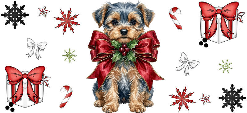 home cozy christmas dog UV DTF cup wrap tumbler glass can aesthetic