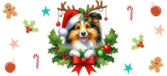 seasonal dog christmas UV DTF cup wrap tumbler glass can aesthetic