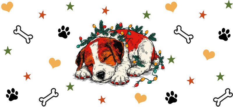 ultimate christmas dog UV DTF cup wrap aesthetic tumbler drinkware