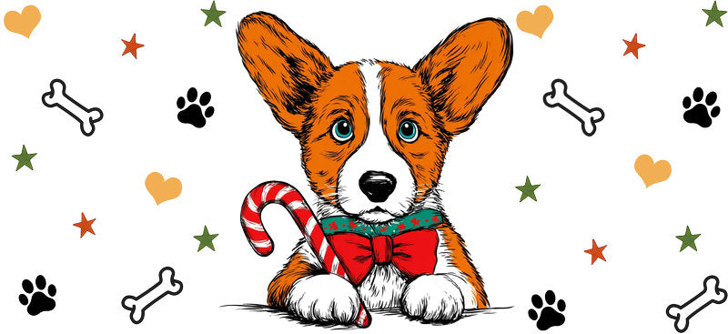 christmas magic puppy UV DTF cup wrap tumbler glass can aesthetic