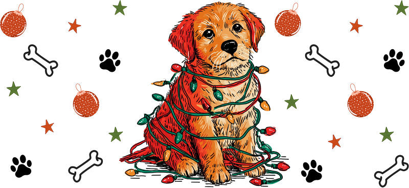 ultimate christmas puppy UV DTF cup wrap tumbler glass can aesthetic