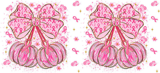 pink ribbon butterfly wings UV DTF cup wrap for 16oz glass can awareness decal KA-10331