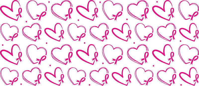 pink heart ribbon UV DTF cup wrap for 16oz glass can awareness decal KA-10342
