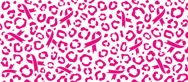 pink leopard print UV DTF cup wrap for 16oz glass can awareness ribbon decal KA-10344