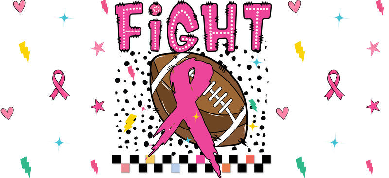 fight breast cancer football UV DTF cup wrap for 16oz glass can awareness decal KA-10362