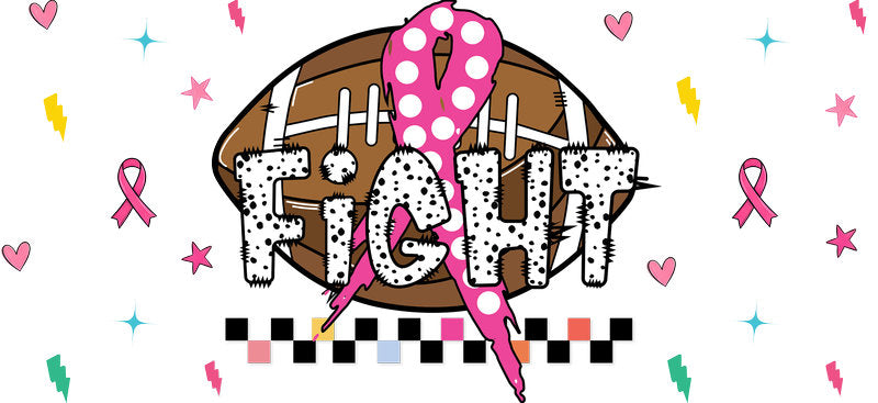 football tackles cancer UV DTF cup wrap for 16oz glass can ribbon decal KA-10363