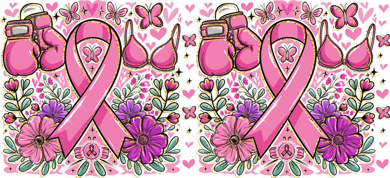 breast cancer caregiver UV DTF cup wrap for 16oz glass can support decal KA-10370
