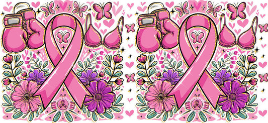 breast cancer caregiver UV DTF cup wrap for 16oz glass can support decal KA-10370