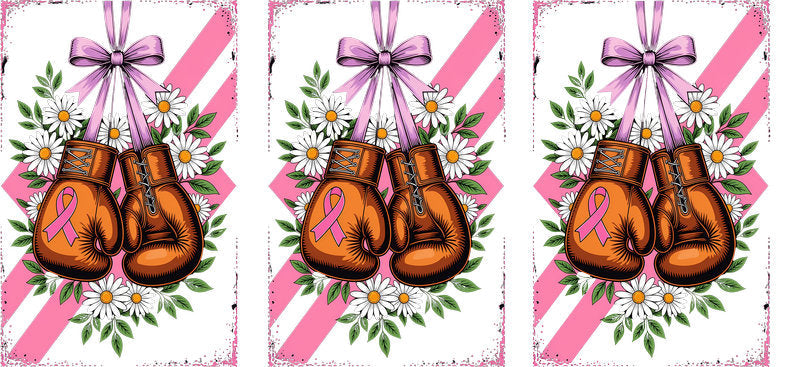 cowgirl boots pink ribbon UV DTF cup wrap for 16oz glass can awareness decal KA-10374