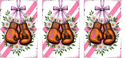 cowgirl boots pink ribbon UV DTF cup wrap for 16oz glass can awareness decal KA-10374