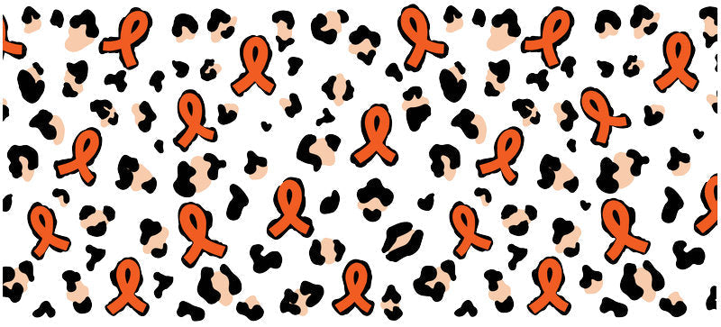 orange leopard ribbon UV DTF cup wrap for 16oz glass can awareness decal KA-10400