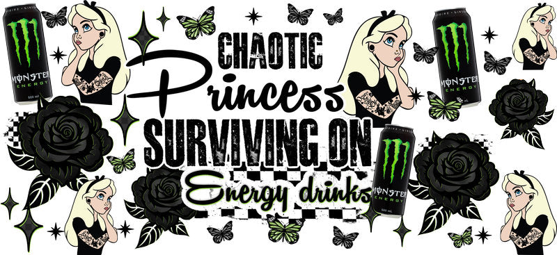 Chaotic Princess Energy Drinks UV DTF Cup Wrap for 16oz Glass Can KA-10403