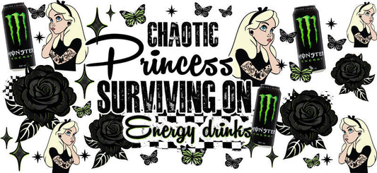 Chaotic Princess Energy Drinks UV DTF Cup Wrap for 16oz Glass Can KA-10403