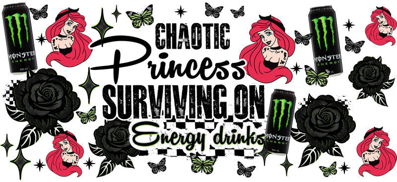Chaotic Princess Energy Drinks UV DTF Cup Wrap for 16oz Glass Can KA-10405