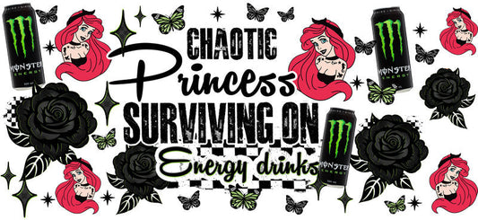 Chaotic Princess Energy Drinks UV DTF Cup Wrap for 16oz Glass Can KA-10405